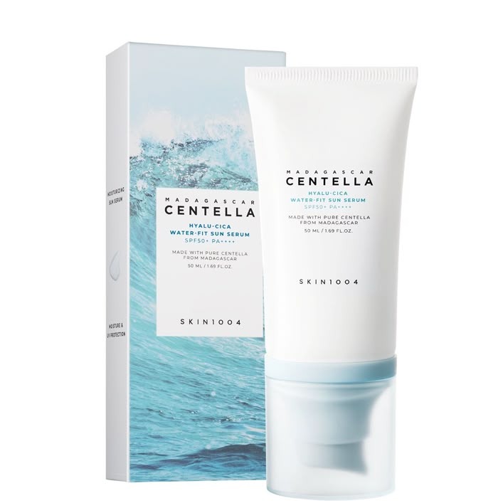 سرم ضدآفتاب سنتلا اسکین 1004  اورجینال Centella SKIN1004 مدل Hyalu-Cica Water-Fit Sun Serum SPF50+ | آبرسان و بدون سفیدک