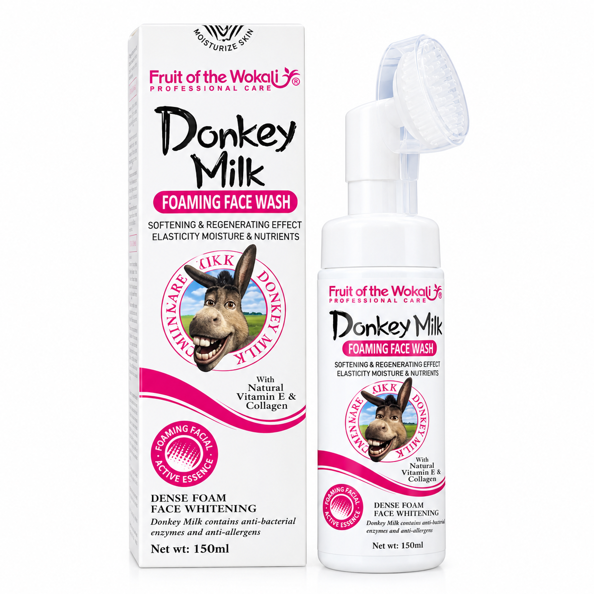 فوم شستشوی صورت شیر الاغ وکالی Fruit of the Wokali مدل Donkey Milk | روشن‌کننده، پاک‌کننده و مرطوب‌کننده