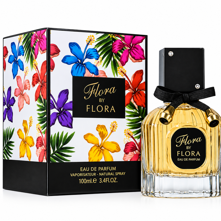 ادوپرفیوم زنانه فلورا بای فلورا فراگرنس ورد Fragrance World مدل Flora by Flora با رایحه گرم و شیرین 100 میلیلیتر