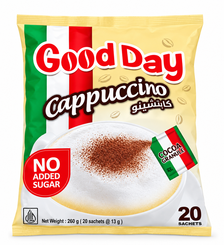 کاپوچینو فوری بدون شکر مضاف گود دی Good Day Cappuccino No Added Sugar، ۲۰ ساشه ۱۳ گرمی