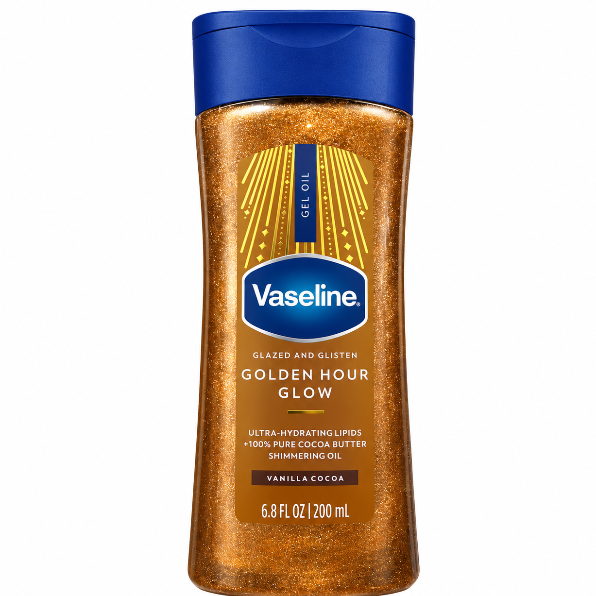روغن ژلی شاین‌دار بدن وازلین مدل Golden Hour Glow حجم 200 میلی‌لیتر | Vaseline Golden Hour Glow Gel Oil