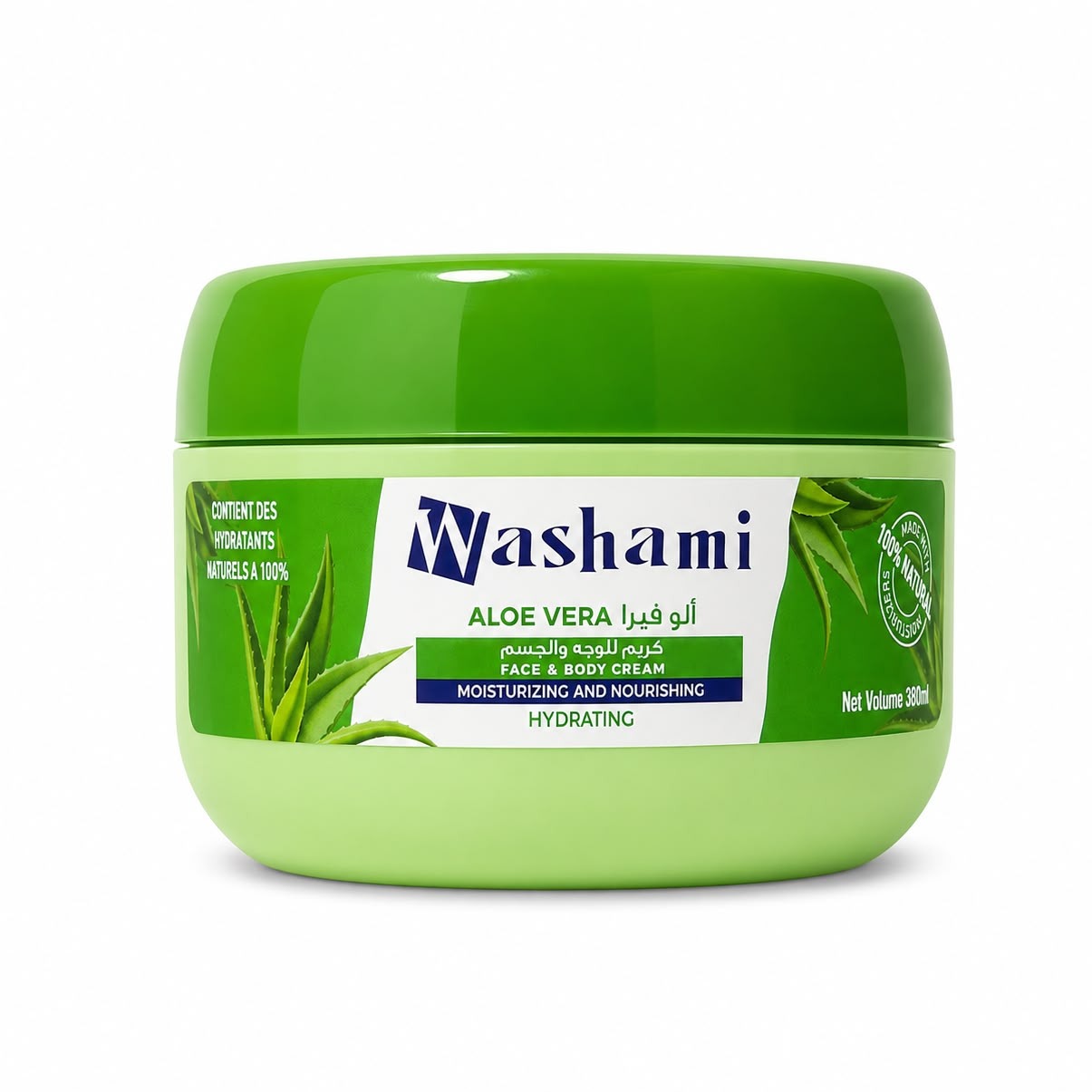 کرم مرطوب‌کننده و آبرسان صورت و بدن واشامی با عصاره آلوئه‌ورا 380 میل | Washami Aloe Vera Cream