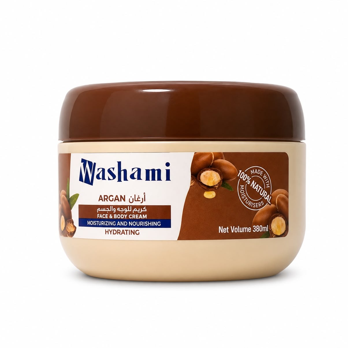 کرم مرطوب‌کننده و آبرسان صورت و بدن واشامی با روغن آرگان ۳۸۰ میل | Washami Argan Cream